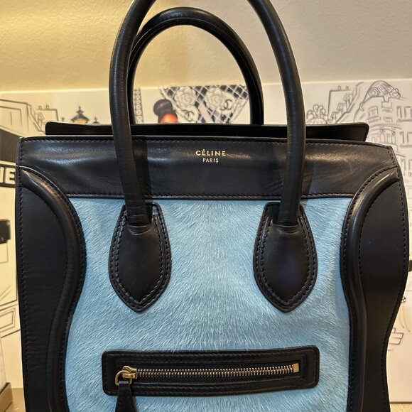 CELINE Tricolor Pony Hair & Calfskin Leather Mini Luggage Bag (Runway Edition) - Picture 3 of 16